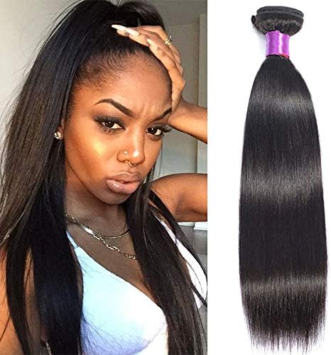 Brazilian 8A Straight Human Hair Bundles 100% Unprocessed Virgin Straight Human Hair Bundle Weave Natural Black Color So Soft No Smell (14")