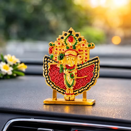 STYSHION SPHERE Savariya Sheth Idol for Car Dashboard & Home Temple – Premium Metal Shrinathji Idol with Beautiful Finishing,Small Decorative Krishna Idol for Office Desk, Pooja Mandir & Gift (8 cm)