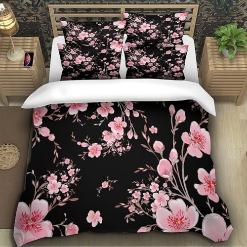 Parure de lit botanique 3D fleurs roses super douce
