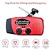 Upgraded Emergency Solar Hand Crank Radio with LED Flashlight, Portable Am Fm NOAA Weather Radio, 2000mAh Survival Camping Cell Phone Charger for Home and Outdoor（Red）