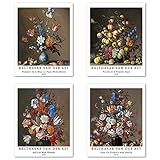 Kunstdruck Ungerahmt Klassische Blume Bilder Set von 4, 