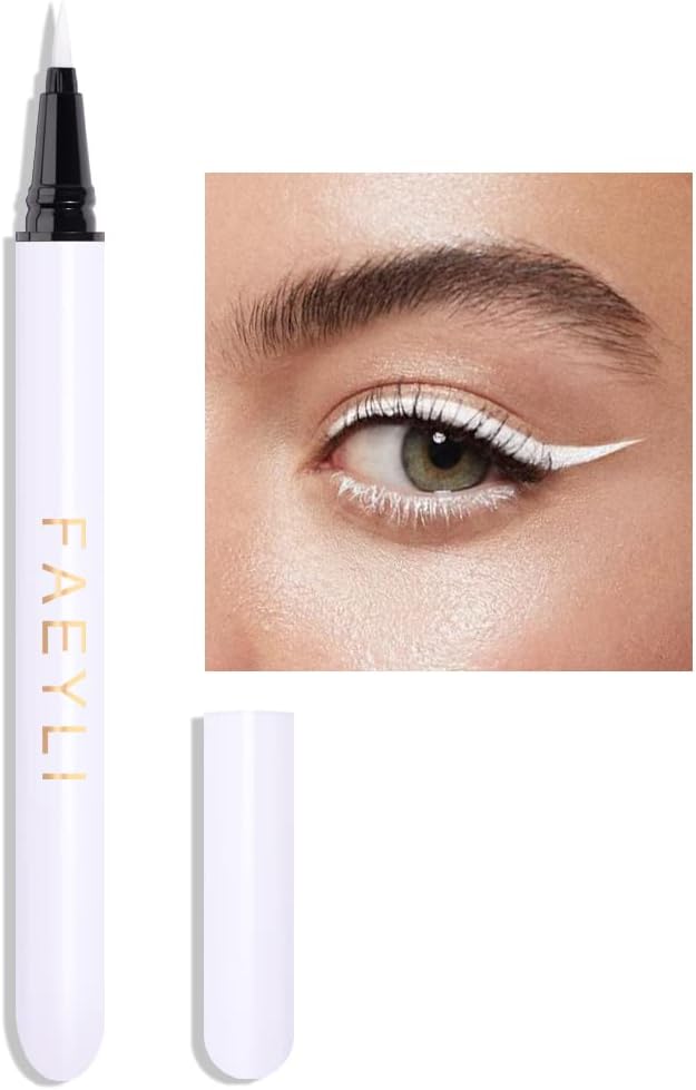 FAEYLIMAKEUP Ultra-Fine Felt-Tip or Microtip Liquid Eyeliner Pen White Waterproof Quick Drying Formula,021 Fl. Oz