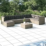 Festnight Conjunto Muebles Jardin Exterior 8 Pzas, Sofa Jardin Exterior con Cojines, Conjuntos de Jardin de Ratán, Muebles Terraza, Sofa Exterior Ajustable, Mobiliario Exterior Modular, Gris Type 2
