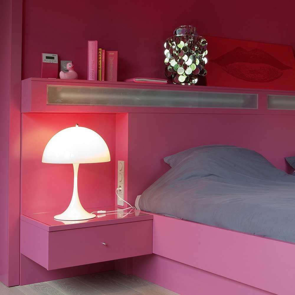Vetrineinrete® Lume moderno bianco abat jour attacco E27 lampada da tavolo scrivania lumetto