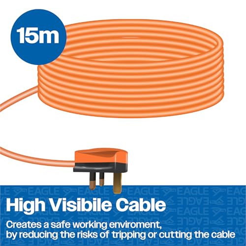 Cable de extensión de enchufe a enchufe de 15 metros con carrete H y asa 13A 6