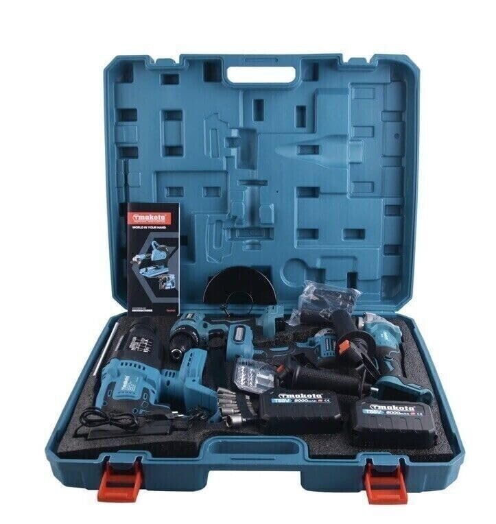 DISCORAMA® Kit 5 in1 Tassellatore Trapano Avvitatore 80V Smerigliatrice con 2 Batterie e Valigia