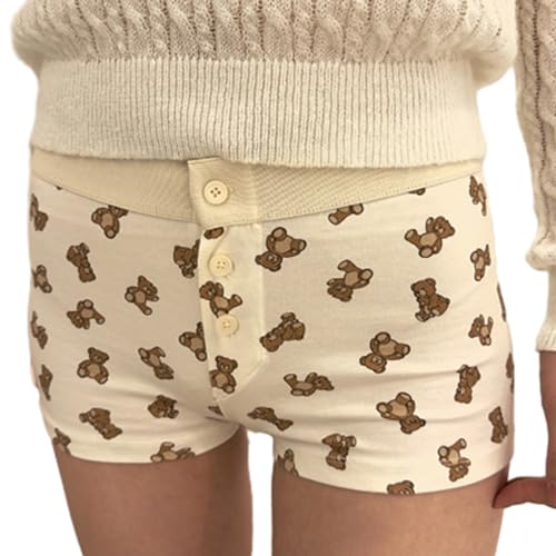 Y2k Damen-Pyjama-Shorts, Mikroknopf-Boxershorts, niedrige Taille, süße Pyjamahose, schmale Booty-Shorts, Sommer, Lounge, kurze Nachtwäsche,...