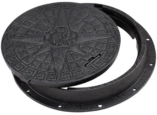 BABYLONPLAST Schachtabdeckung Kanaldeckel DN600/800 Belastbar bis 5 t (50 kN) Kunststoff Schachtdeckel Rund für Kanal Ø600/800mm 5000 kg Belastbarkeit Frost und Hitzebeständig Sicherungssystem Schwarz