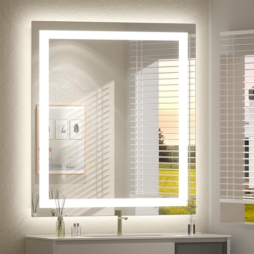 Image of 32x36 Inch LED Lighted Bathroom Vanity Mirror for Wall