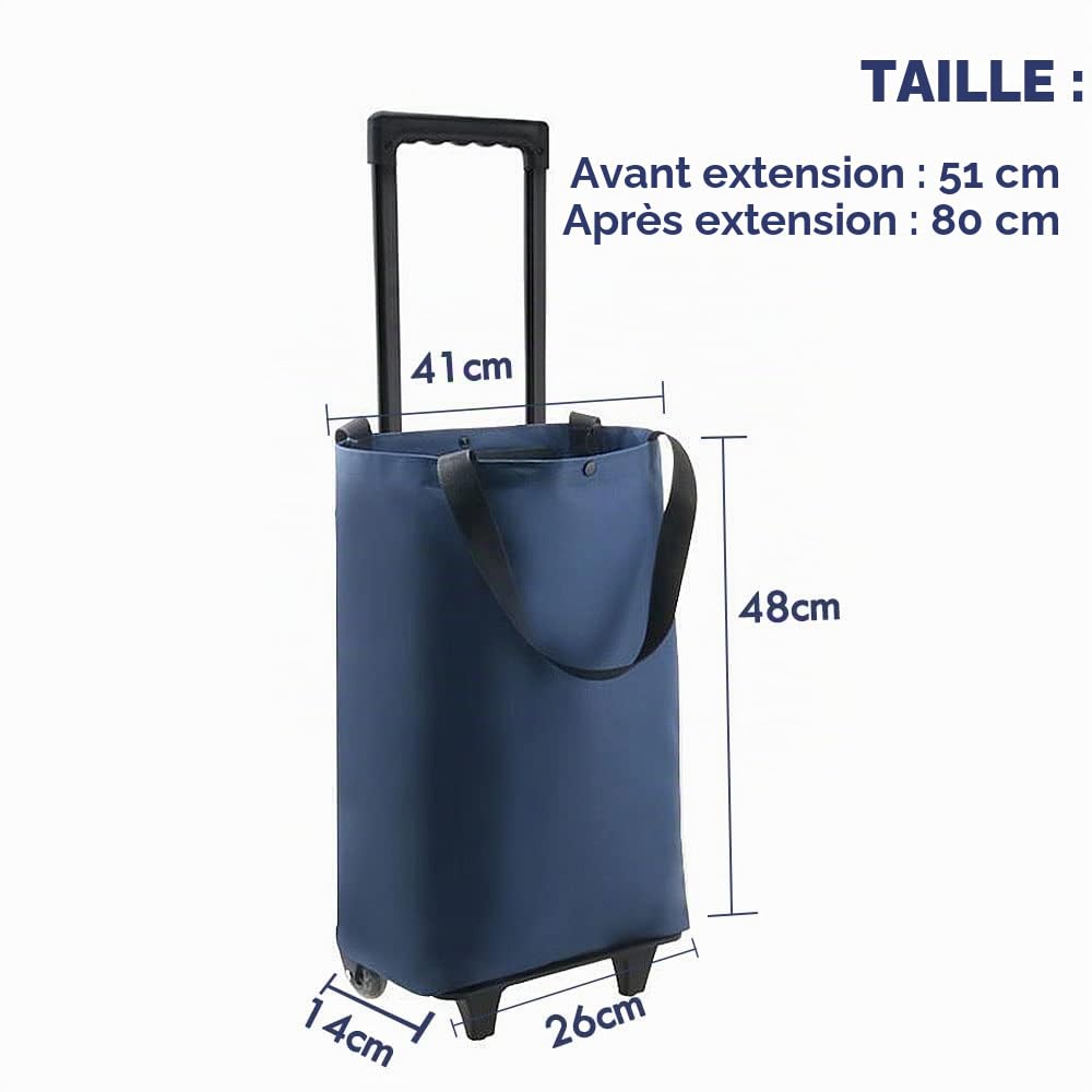 17L Sac de Courses à Roulettes Pliable - Petit Chariot de Courses à Roues Zippé Imperméable Télescopique Réutilisable Poids Léger Panier de Courses pour supermarché marché, aîné Femme
