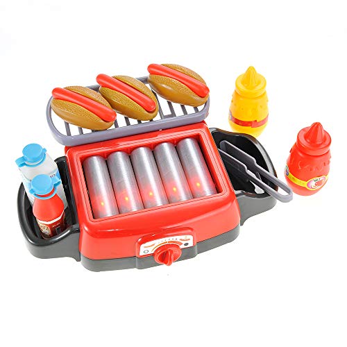 Hot Dog Roller Grill Play Set - Electric Stove Toy with Light & Sound | Pretend Play Kitchen Appliance for Kids | Fun Barbecue Food Toy for Toddlers