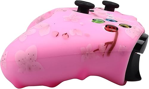 Miniatura 6 de RALAN Cherry Blossoms Skin , Sakura Silicone Controller Cover Skin Protector Compatible for Xbox Ones Controller (Pink Pro Thumb Grip x 2 ,Pink Cat