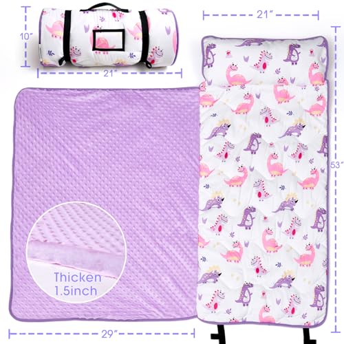 Image of ACRABROS Toddler Nap Mat with Pillow and Blanket, Large Rolled Napping Mats,Slumber Bags for Boys Girls,Kids Sleeping Bag for Daycare, Preschool Travel