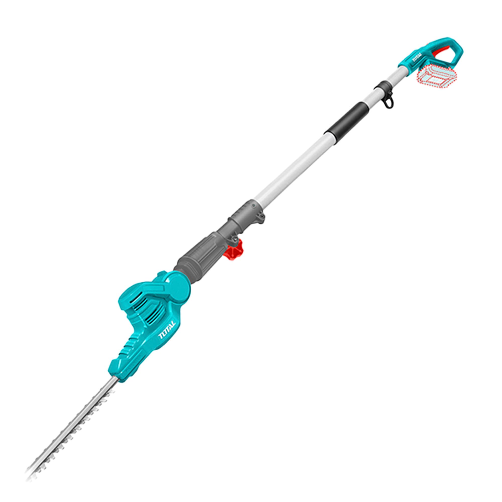TOTAL Tagliasiepi telescopico a batteria, Batteria 20V a lunga durata, Leggero, comodo da usare Testa girevole e barra estensibile, Taglio preciso Lame da 460 mm, Grande portata 2,4 m