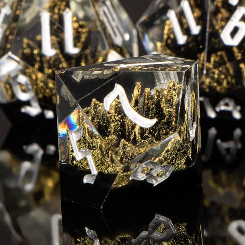 KERWELLSI DND Dice Set D&D, 7pcs Sharp Edge Resin D and D Dice with Gift Box, Nature Mountain Dungeon Dragon Role Playing Dice D20 D12 D10 D8 D6 D4 - Image 2
