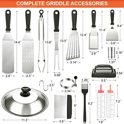 Blackstone Griddle Accessories Kit,28PCS Flat Top Grilling Tools Set for Blackstone and Camp Chef,Griddle Cleaning Kit Cooking Utensils Set with Carry Bag for Men Women Outdoor Barbecue Camping - Thumbnail 2