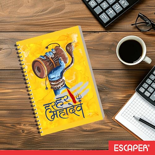 Image of ESCAPER Shiv Ji Diary Student Notebooks, A5 Size, 160 Ruled Notebook Designer Office Diary For Executive, Gift, Note Taking, Notepad For Writing (1, Shiv Ji Design 3)