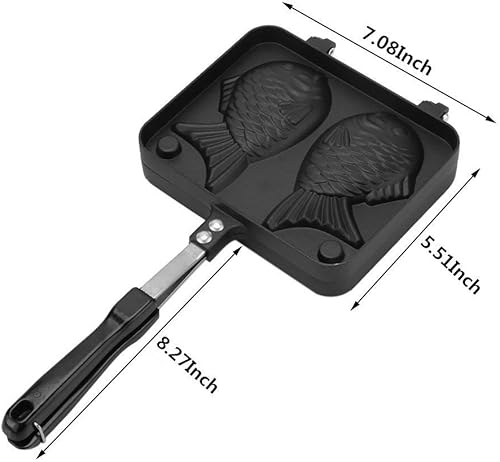 Miniatura 2 de Yosoo Sartén doble japonesa, antiadherente en forma de pez, para hacer gofres de huevo, de aleación de aluminio, para uso doméstico y cocina