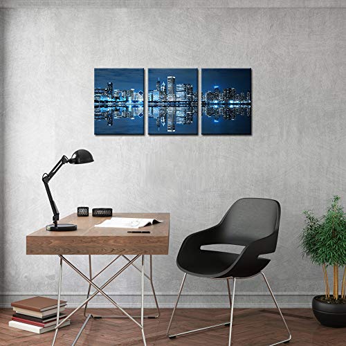 Nachic Wall Chicago Pictures Decoration Blue Chicago Wall Art Canvas City Painting Prints Framed Modern Home Living Room Bedroom Decor #TOP3