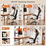 Office Desk Chair, Ergonomic Computer Chair with Padded Flip-Up Arms and Adjustable Lumbar Support, PU Leather Executive Chair with Tilt Lock and 360° Swivel Rolling Wheels for Work, Study - Image 4