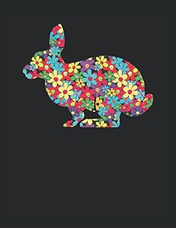 Flores Silueta Conejo de Pascua: Cuaderno de líneas forrado, Carta (21,59 x 27,94 cm), 120 páginas, papel crema, cubierta mate