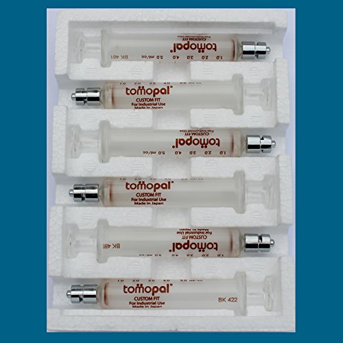 Glass Syringe (Per Pack 6), 5 ml Glass Syringe, 5 ml Tomopal Glass Syringe w/0.2 ml Graduation for Industrial or Dissolved Gas Analysis uses. P/N: 140-4505-X006, Made in Japan