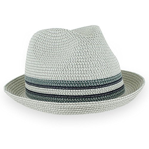 Image of Belfry Men /Women Summer Straw Pork Pie Trilby Fedora Hat in Blue, Tan, Black