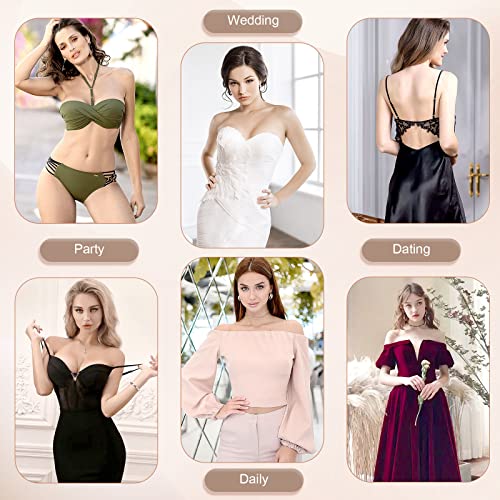 Cmojsk,Sticky Bra, Backless Strapless Bra Push Up, Adhesive Invisible Lift Up Bras 2 Pairs Black/Beige,D #TOP6