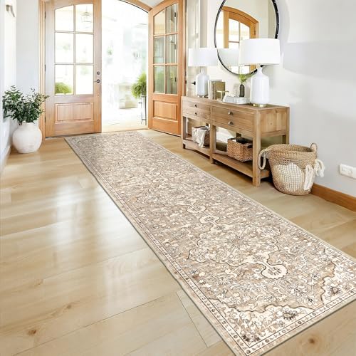 Pauwer Boho Hallway Runner Rug 2'6'' x 12' Washable Entryway Area Rugs Non Slip Farmhouse Vintage Floor Mat Long Carpet Runner for Hallways Laundry Room Kitchen Bathroom Bedroom