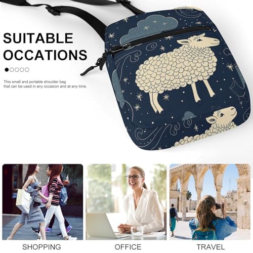 Satchel Tote Bag Messenger Bag Sheep And Stars Printed Mini Sling Bag Purse Suitable for Work Travel4