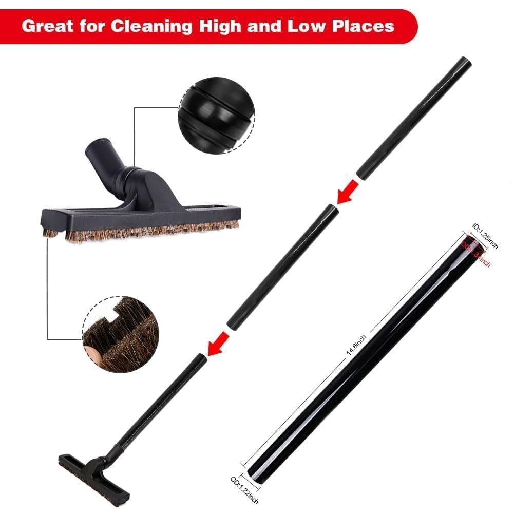 12 accesorios de aspiradora para accesorios de aspiradora Shop Vac – Kit de adaptador de manguera de vacío de 2 1/2 a 1 1/4 pulgadas, cepillo de vacío de 1 1/4 pulgadas, herramienta flexible para