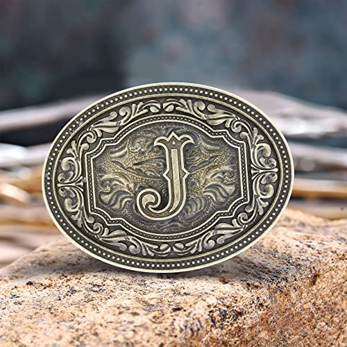 image for Btilasif Western Belt Buckle Initial Letters ABCDEFG to Z Cowboy Rodeo