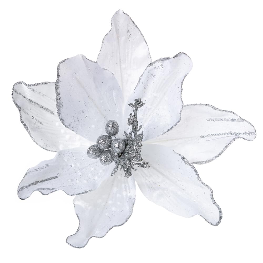 クリスマス　ポインセチア　造花　グリッター Amazon｜4パック グリッター ポインセチア 花 11.8インチ 大きな頭