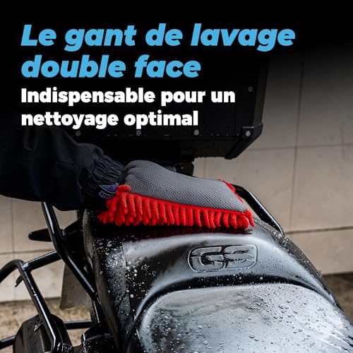 IPONE - Komplettes Motorrad-Reinigungsset - Cleaning Kit - Moto Wash 1L + Wheel Cleaner 1L + Mikrofaser-Waschhandschuh + Felgenbürste