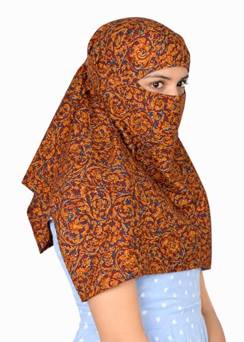 Image of Women and Girls Printed Scarf Cum Face Cover Mask Head Neck Face Safety Sun Protection Scarf Mask Head Bandana Wrap Pure Cotton Printed Stole