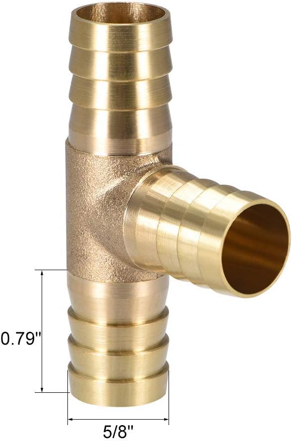 🔥 Cashback up to 70% 8 PCS 16mm or 5/8 ID Brass Barb Splicer Fitting ATITOWEL T-Shaped 3 Ways Brass Hose Splicer Fitting for Air Water Gas Fuel Oil Inert Gases