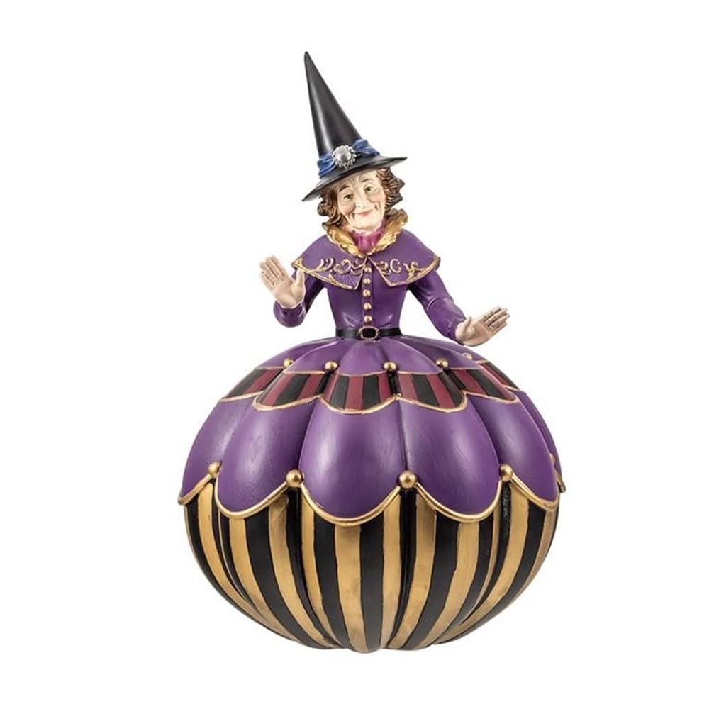 Figurine sorcière en résine 39 cm avec jupe ronde de 24 cm pour décorer votre salon cet automne