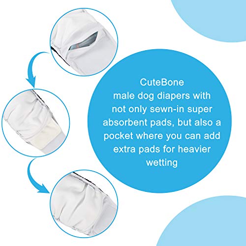 Image of CuteBone Dog Diapers Male Washable Belly Band for Male Dogs Wraps Black 3pcs a Pack DM54XS