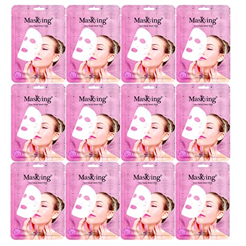 Image of MasKing Sheet Mask Pack of 12 | 20g Each | Glowing Skin, Brightening & Lightening | Face Mask for All Skin Types