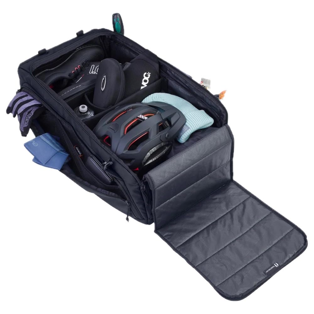 Torba podróżna EVOC GEAR BAG 55 (torba rowerowa z funkcją plecaka, wyjątkowo wytrzymały materiał zewnętrzny, odpinane paski na ramię, zmienne przegrody, odporna na brud/wodę), stal/szary