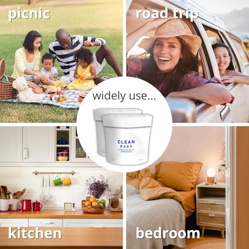 Image of 80 Count Self-Adhesive Trash Bag Dispenser Stand-up Trash Bag, Car Trash Bags for Travel, Lazy People Trash Bin, for Kitchen Bedroom Desk, Portable Trash Bin, Garbage Bag with Sealing Function
