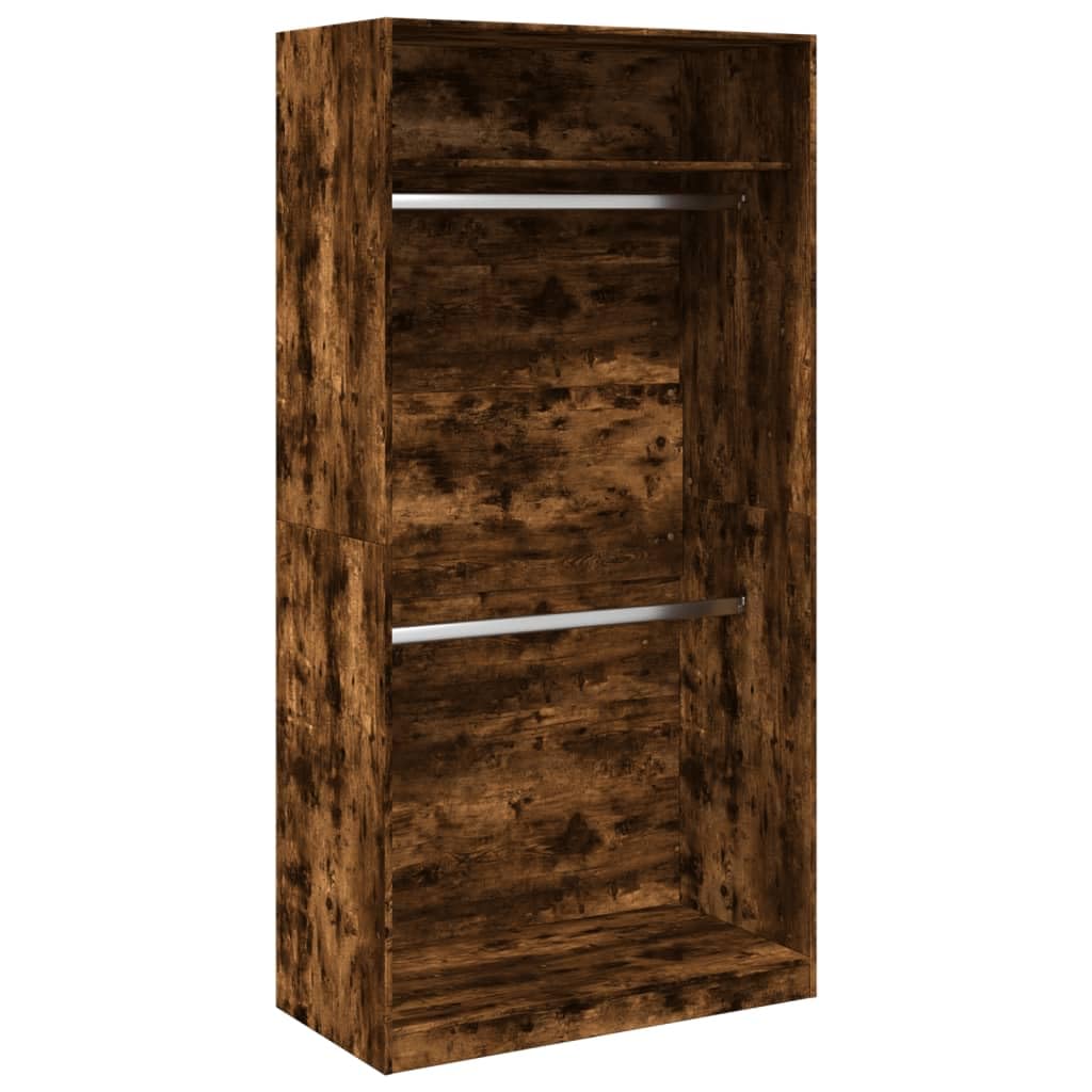 vidaXL Wardrobe, Closet for Bedroom, Clothes Storage Organiser with Hanger Bar, Clothes Cupboard, Armoire, Modern Style, Smoked Oak Engineered Wood