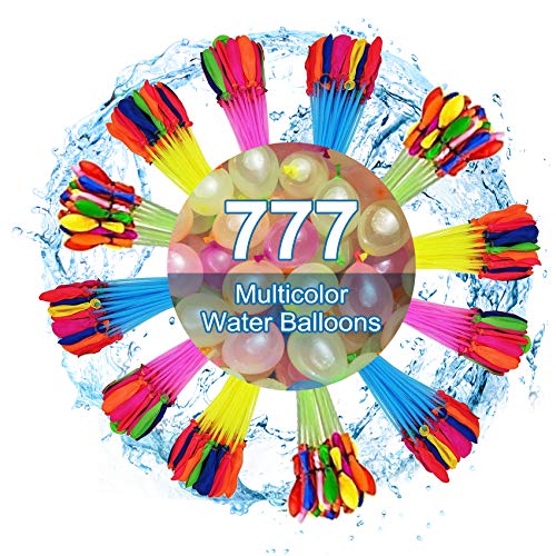 Water Balloons 777 Pack Self Sealing Quick Fill for Swimming Pool Water Games, Multicolor Water Balloons Easy Fill for Summer Outdoor Kids Girls Boys Party Water Bomb Games