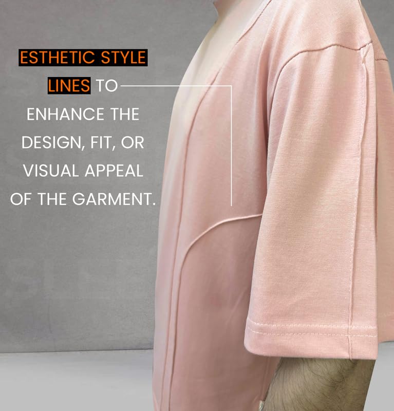 Image of Sleepynuts Men 220 GSM 100% Pure Cotton Oversized Baggy Fit Drop Shoulder Round Neck T-Shirt Pack of 2 (Vintage Pink, Off White-M)