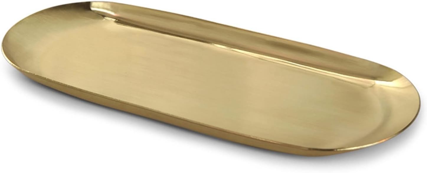Breakfast Trays Stainless Steel Oval Tray Multi-Color Metal Serving Tray for Food Aromatherapy Candle Tool Bathroom Kitchen(Brushed Brass)