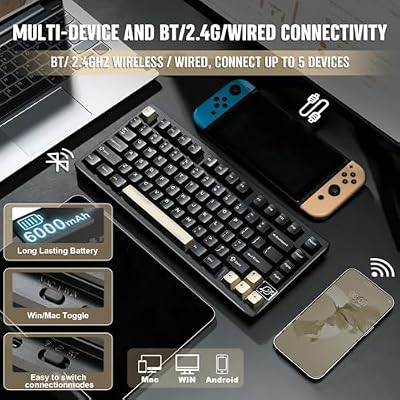 YUNZII AL75 PRO 75% Wireless Mechanical Gaming Keyboard,Full Aluminum CNC,BT/2.4G/Wired,PBT Keycaps,Gasket Mounted Hot Swap,Custom RGB Backlight, Programmable for Mac/Win (Black, Blue Grey)