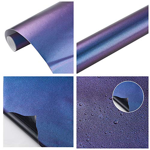 Atmomo Purple To Charming Blue Matte Metallic Chameleon Vinyl Wrap Color Change Diy Car Wrap Vinyl Film, 11.8'' X 7.87'' #TOP6
