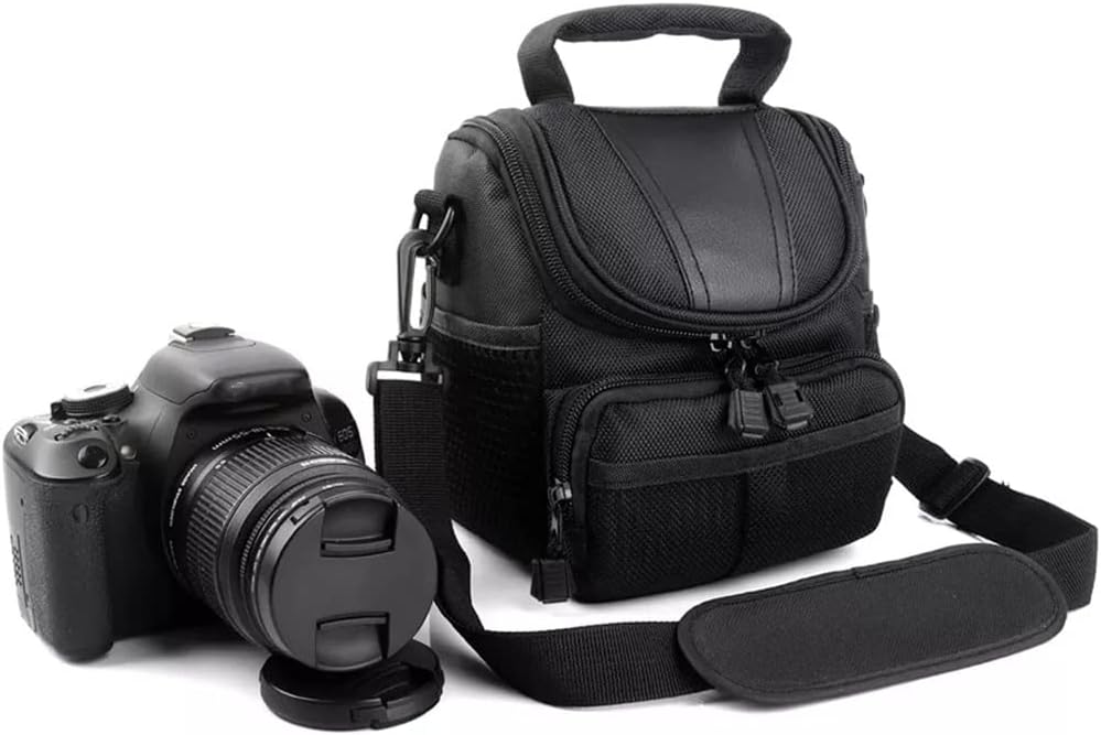 Camera Case Bag Adjustable Shoulder Strap Double Zippers Designed Shockproof Soft Lining Provides (Color : Black Size : 150 x 110 x 160 mm)