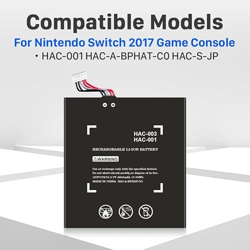 Batterie de rechange Li-ion pour HAC-003, 4800 mAh, super haute capacité, compatible avec Nintendo Switch 2017 HAC-001, HAC-A-BPHAT-C0 HAC-S-JP avec kit d'outils de réparation DIY - 5