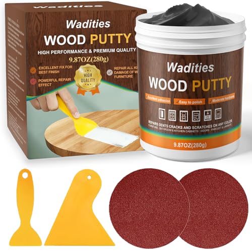 Wadities Black Wood Filler Black Wood Putty Paintable Stainable Wood Repair Putty 9.87 Ounce Wood Furniture Repair kit Quickly Repair Wood Cracks and Holes on Wooden Floor Furniture (Black)